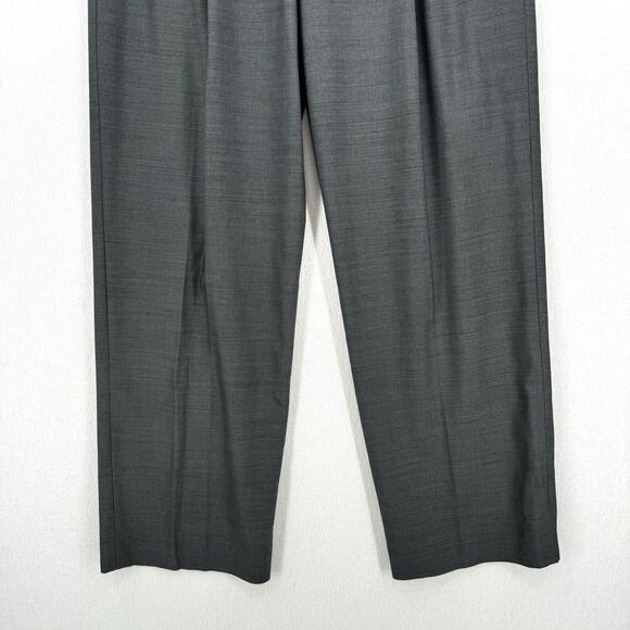 THEORY Pleat Trouser Womens 8 Gray Smooth Suiting Straight Leg High Rise Career - Picture 9 of 16